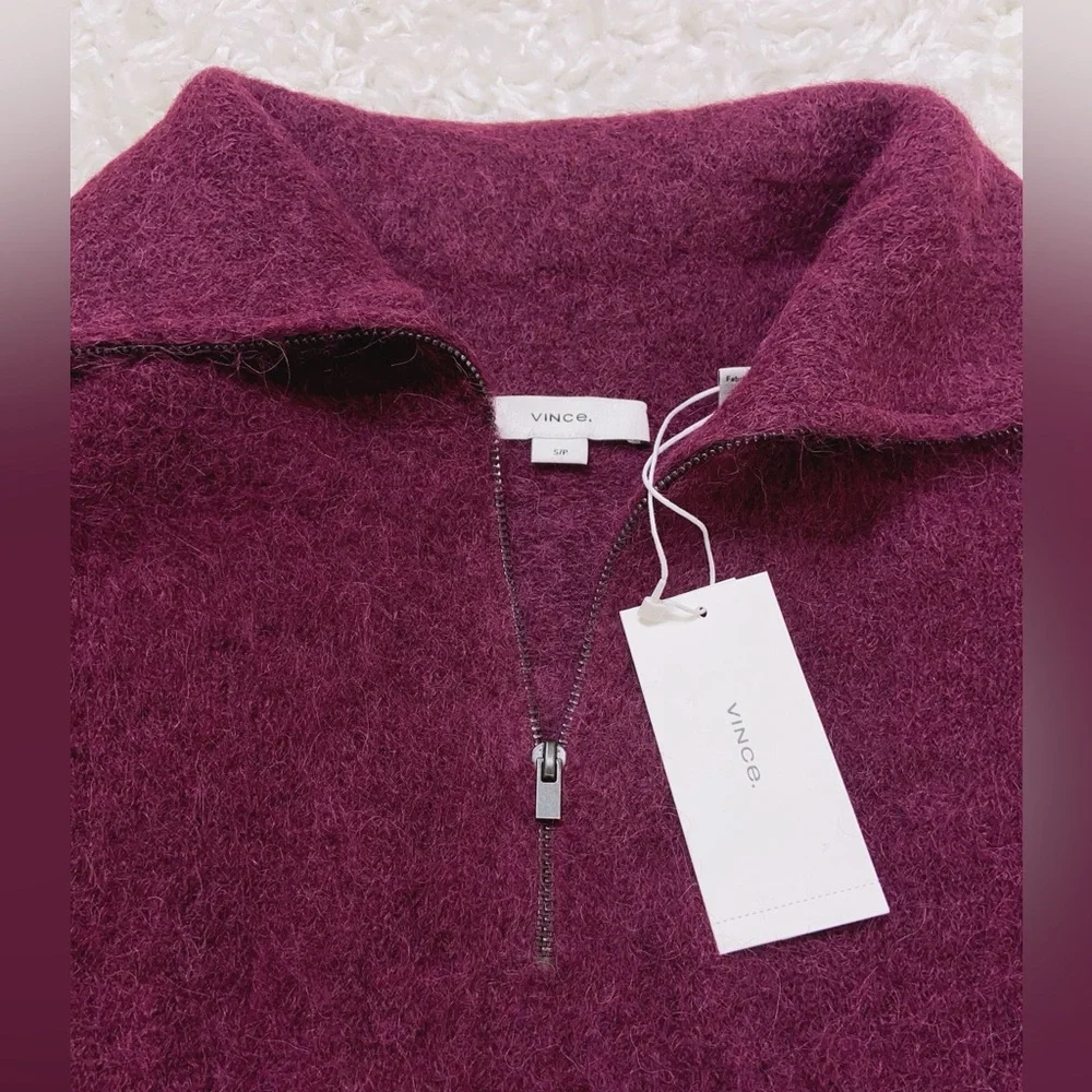 NWT $465 Vince Women's Alpaca Blend Quarter Zip Pullover